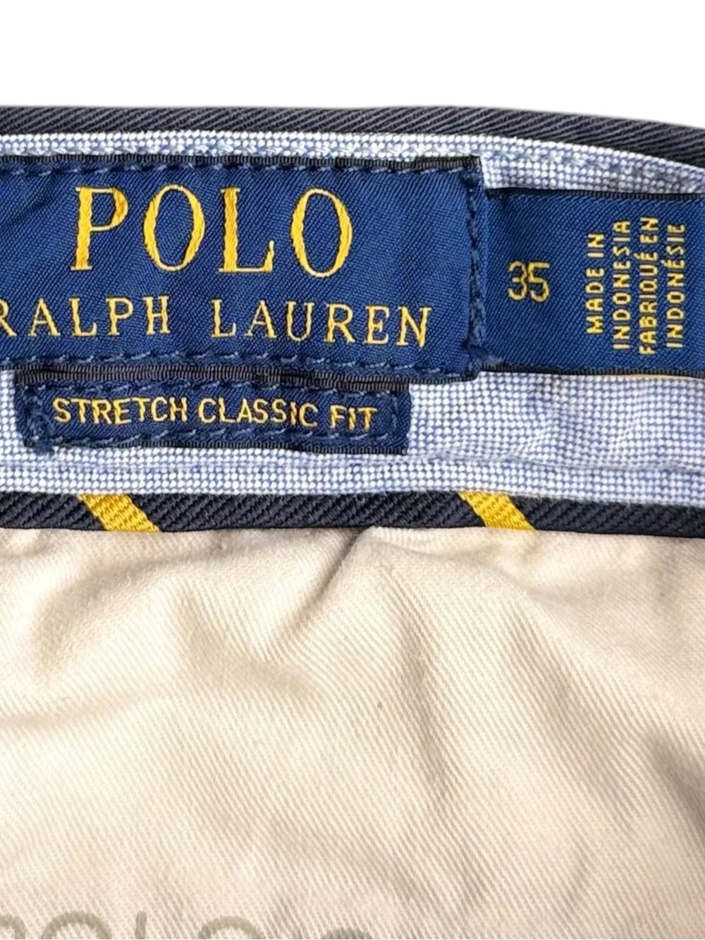 Polo Ralph Lauren Mens 35 Chino Shorts Stretch Classic Fit Navy Blue 38” Waist